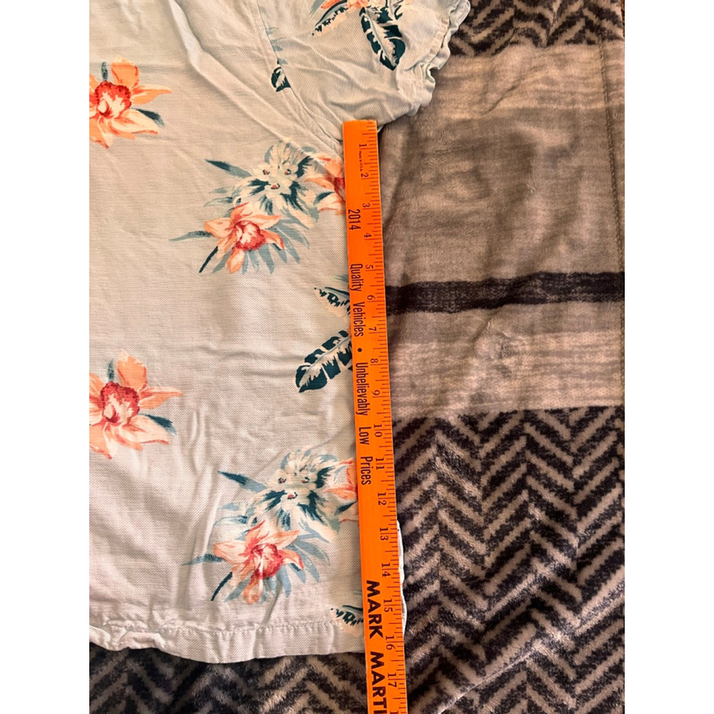 Men's Cubavera Casual Button Down Shirt XXL Light Blue Orange Floral - Picture 7 of 8